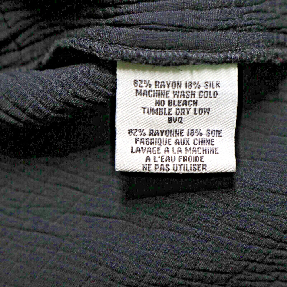 Eileen Fisher Size L Silk Crinkle Sponge Jacket Mandarin Collar Black - Picture 10 of 10